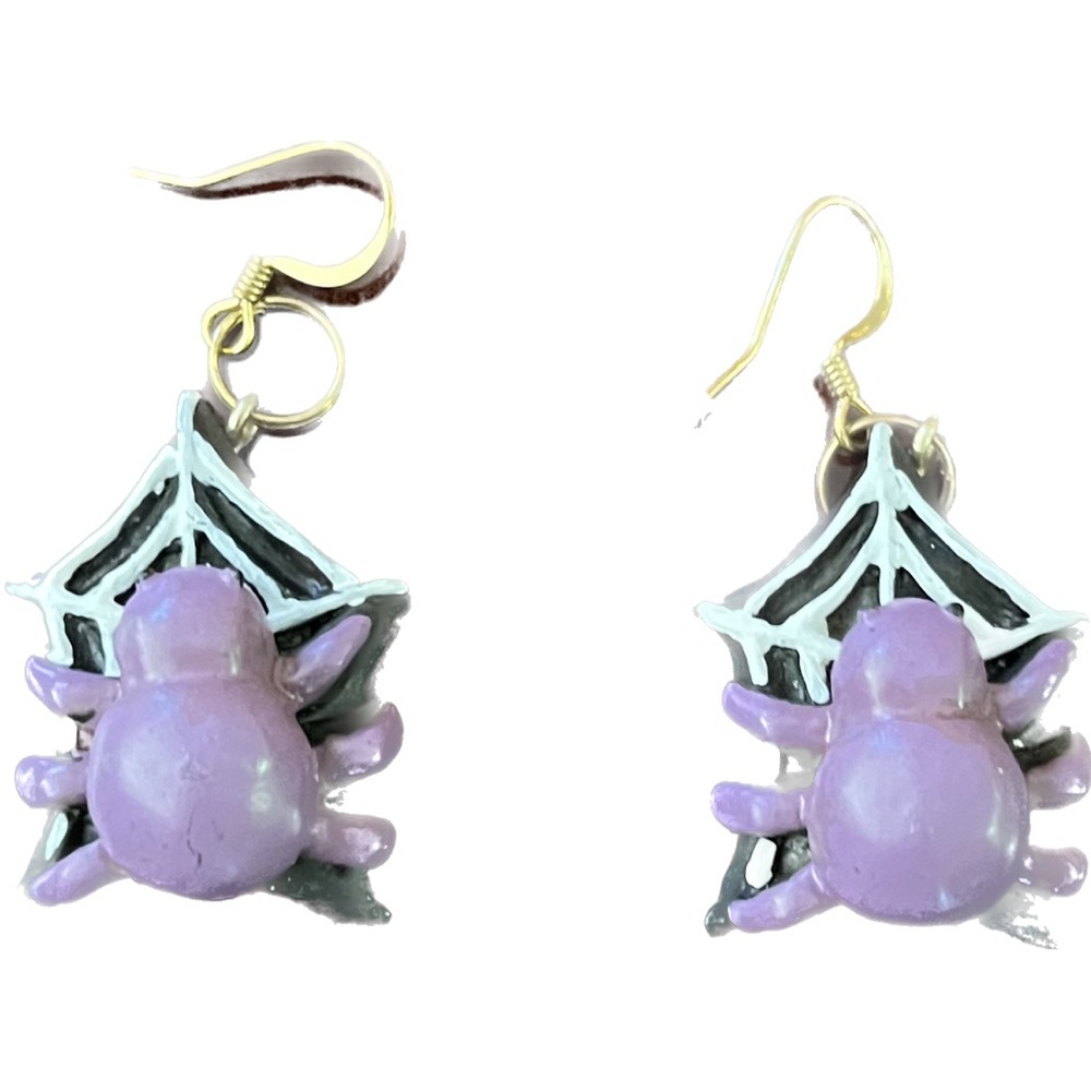 Spider earrings with gold finding.